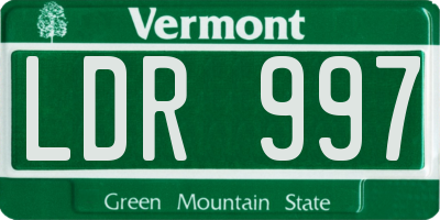 VT license plate LDR997