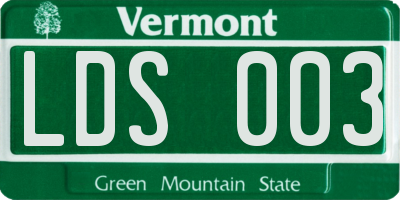 VT license plate LDS003