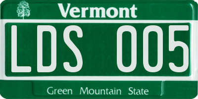 VT license plate LDS005