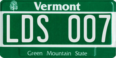 VT license plate LDS007