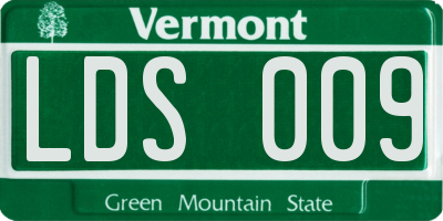 VT license plate LDS009