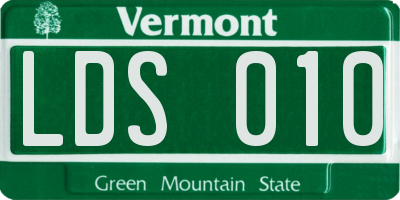 VT license plate LDS010
