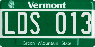 VT license plate LDS013