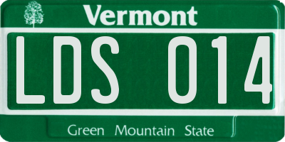 VT license plate LDS014