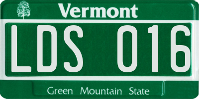 VT license plate LDS016