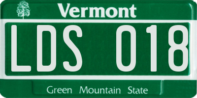 VT license plate LDS018