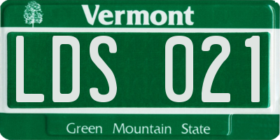VT license plate LDS021