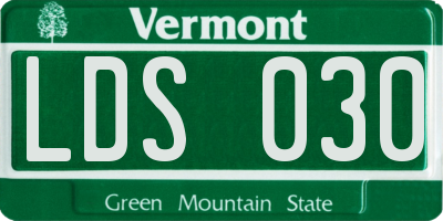 VT license plate LDS030