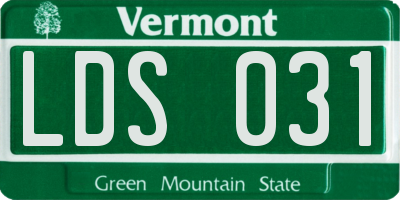 VT license plate LDS031