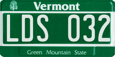 VT license plate LDS032