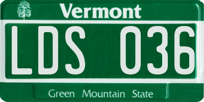 VT license plate LDS036
