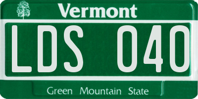 VT license plate LDS040