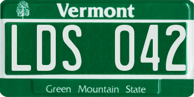 VT license plate LDS042