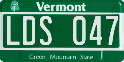 VT license plate LDS047