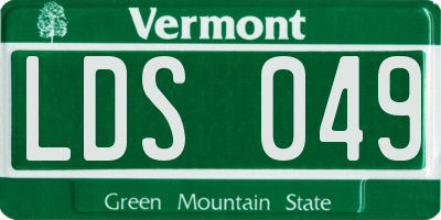 VT license plate LDS049