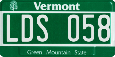VT license plate LDS058