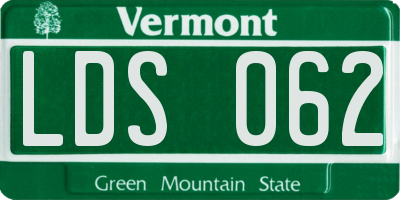 VT license plate LDS062