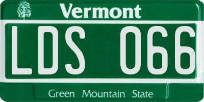 VT license plate LDS066