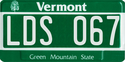 VT license plate LDS067