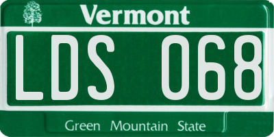 VT license plate LDS068