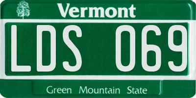 VT license plate LDS069