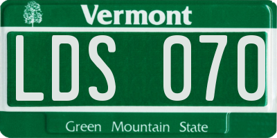VT license plate LDS070