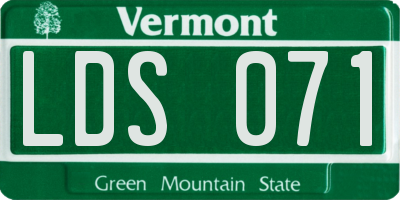 VT license plate LDS071