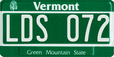 VT license plate LDS072
