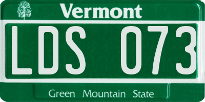 VT license plate LDS073
