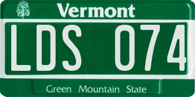 VT license plate LDS074
