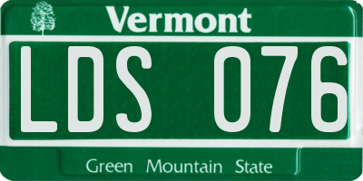 VT license plate LDS076