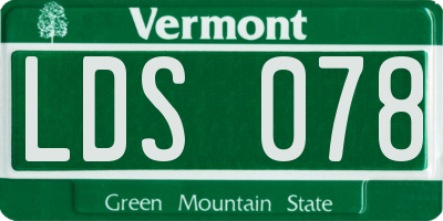 VT license plate LDS078