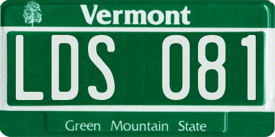 VT license plate LDS081