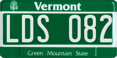 VT license plate LDS082