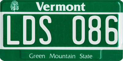 VT license plate LDS086