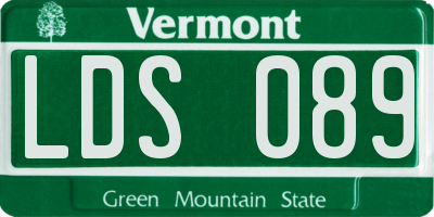 VT license plate LDS089