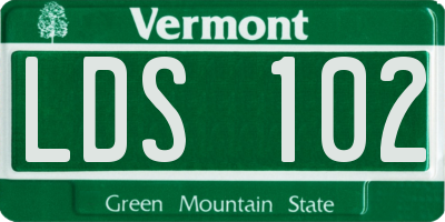 VT license plate LDS102