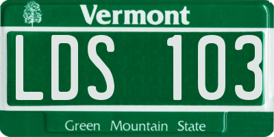 VT license plate LDS103