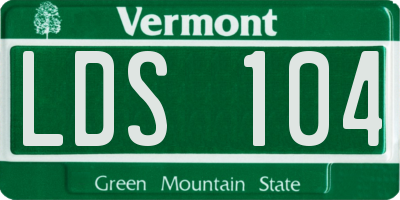 VT license plate LDS104