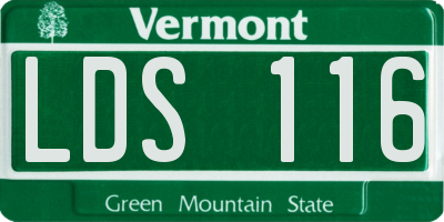 VT license plate LDS116