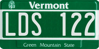 VT license plate LDS122