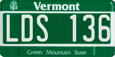 VT license plate LDS136