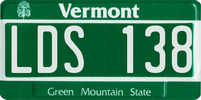 VT license plate LDS138