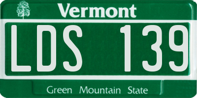 VT license plate LDS139
