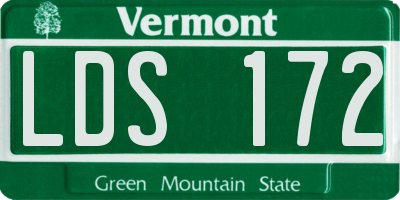 VT license plate LDS172