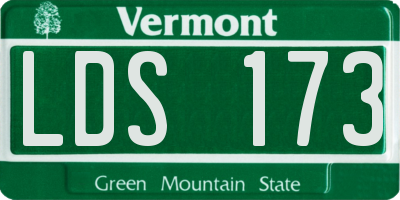 VT license plate LDS173