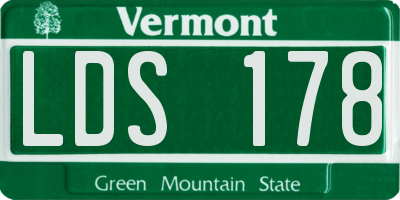 VT license plate LDS178