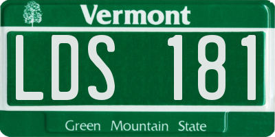 VT license plate LDS181