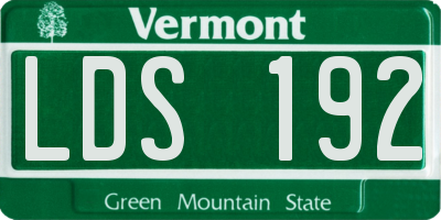 VT license plate LDS192