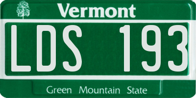 VT license plate LDS193